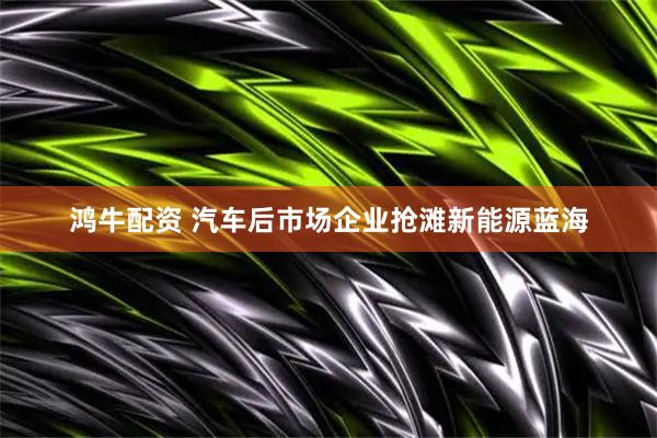 鸿牛配资 汽车后市场企业抢滩新能源蓝海